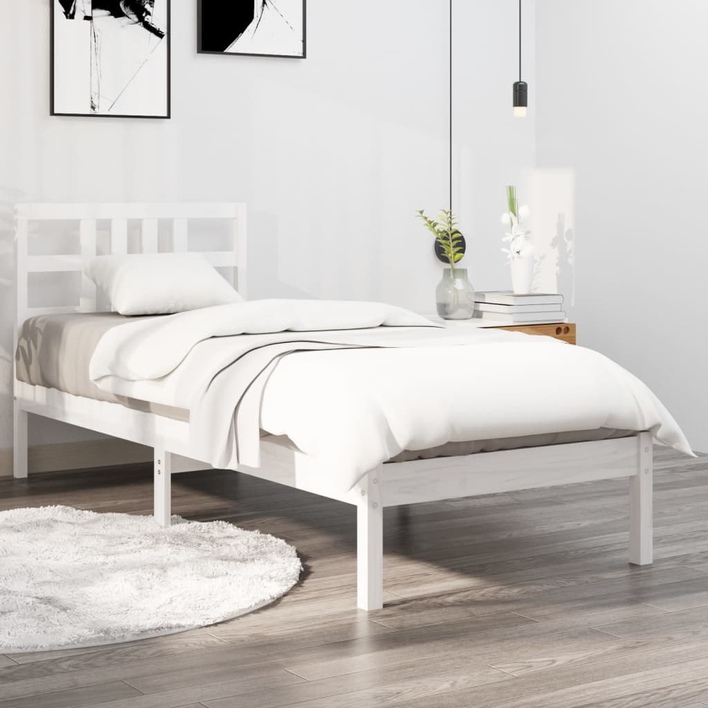 Rám Postele Bílý Masivní Dřevo 100 X 200 Cm