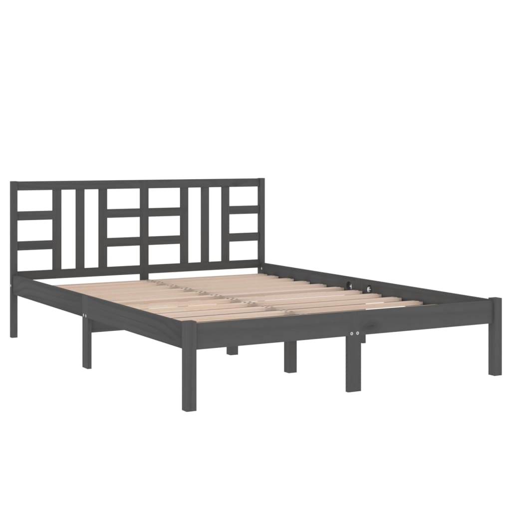 Rám Postele Šedý Masivní Dřevo 200 X 200 Cm