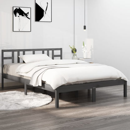 Rám Postele Šedý Masivní Dřevo 200 X 200 Cm