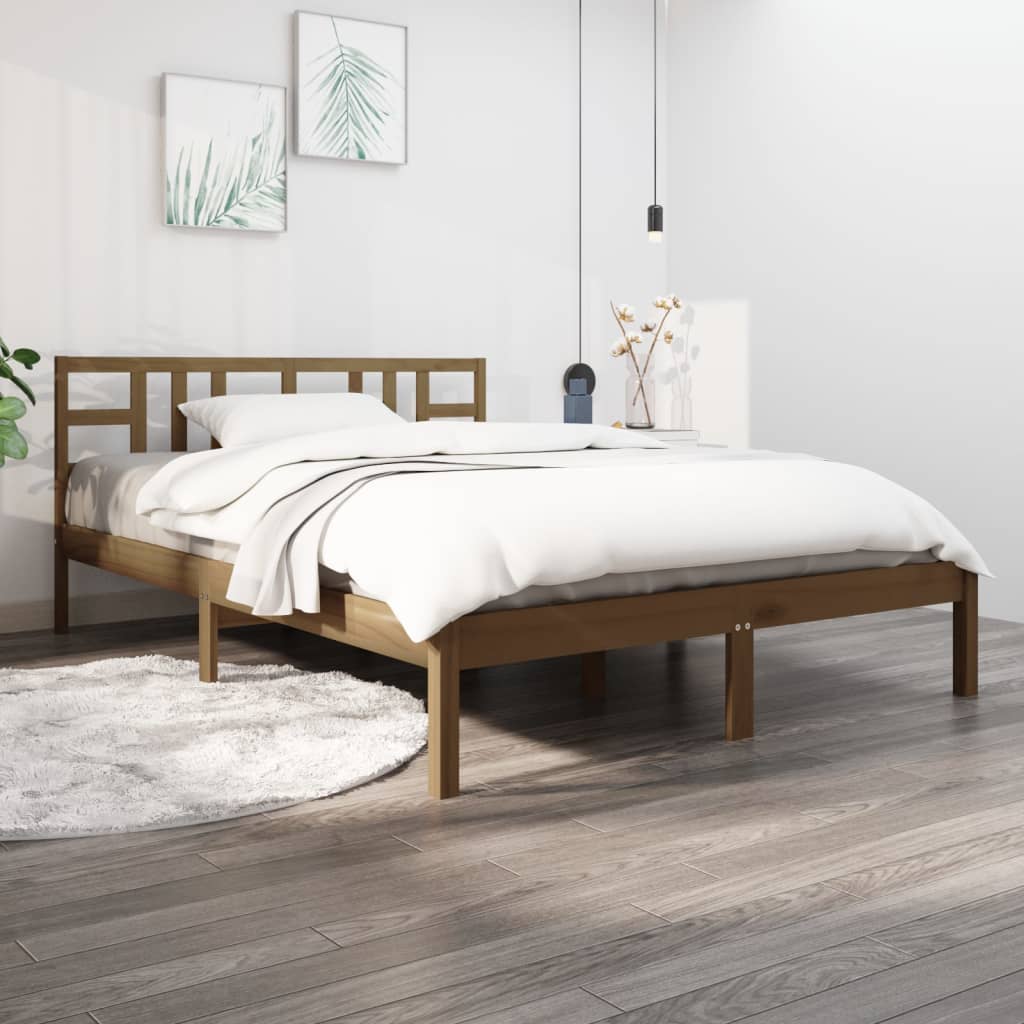 Rám Postele Medově Hnědý Masivní Dřevo 200 X 200 Cm