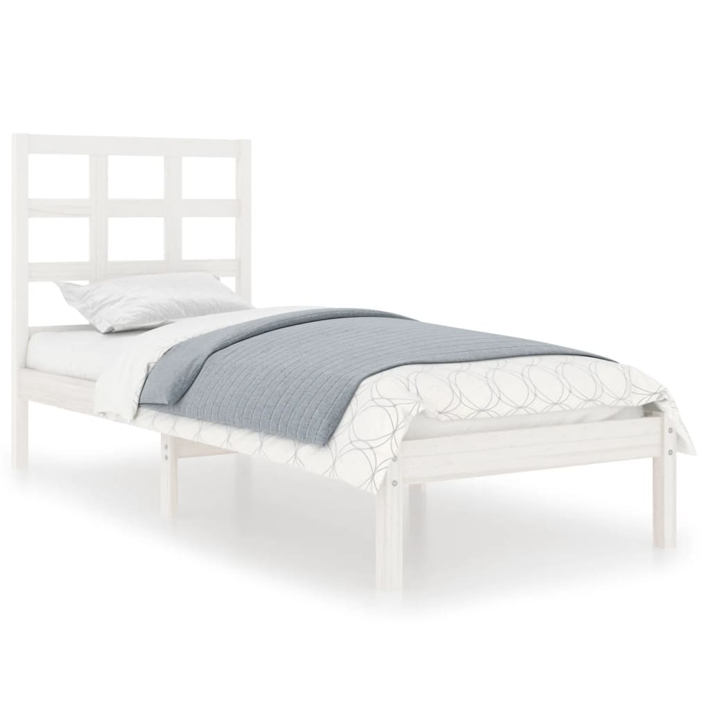 Rám Postele Bílý Masivní Dřevo 75 X 190 Cm Malé Jednolůžko