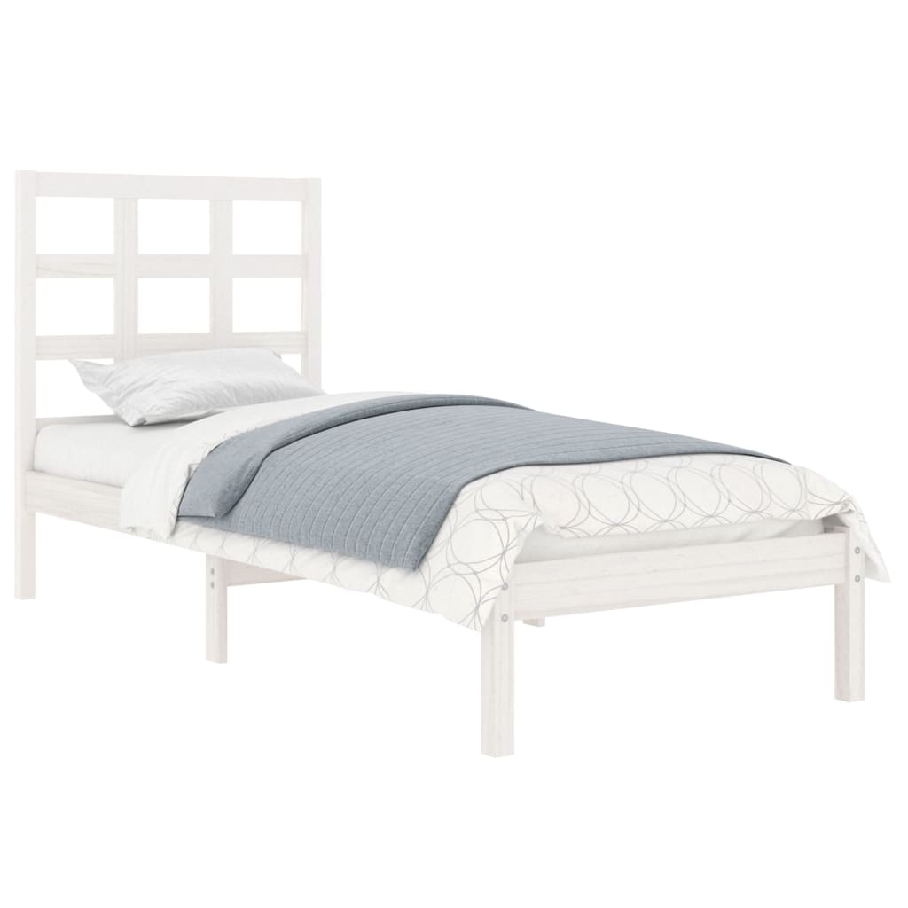 Rám Postele Bílý Masivní Dřevo 75 X 190 Cm Malé Jednolůžko