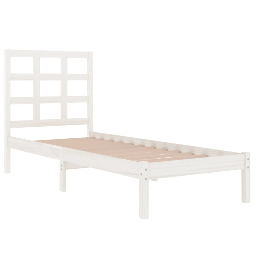 Rám Postele Bílý Masivní Dřevo 75 X 190 Cm Malé Jednolůžko