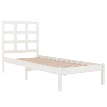 Rám Postele Bílý Masivní Dřevo 75 X 190 Cm Malé Jednolůžko