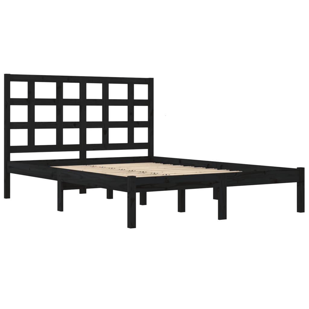 Rám Postele Černý Masivní Dřevo 200 X 200 Cm