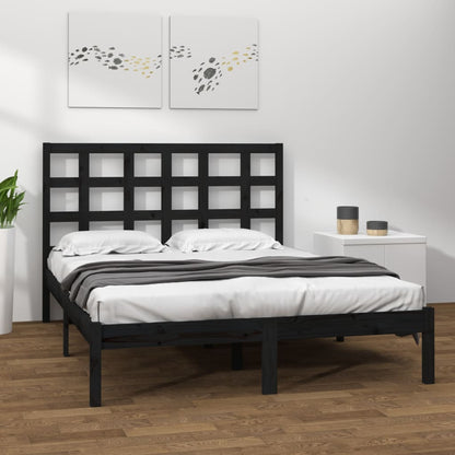 Rám Postele Černý Masivní Dřevo 200 X 200 Cm