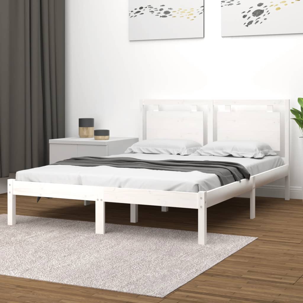 Rám Postele Bílý Masivní Dřevo 200 X 200 Cm