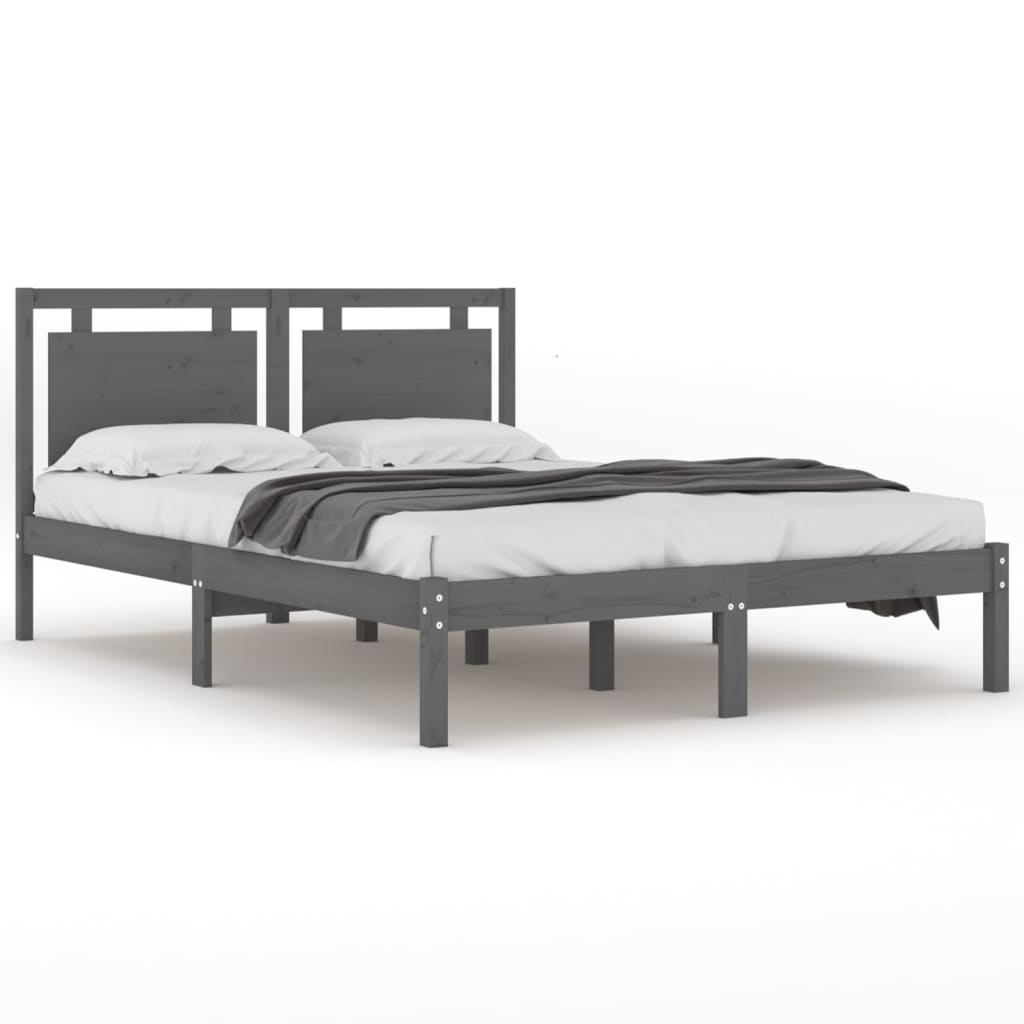 Rám Postele Šedý Masivní Dřevo 200 X 200 Cm