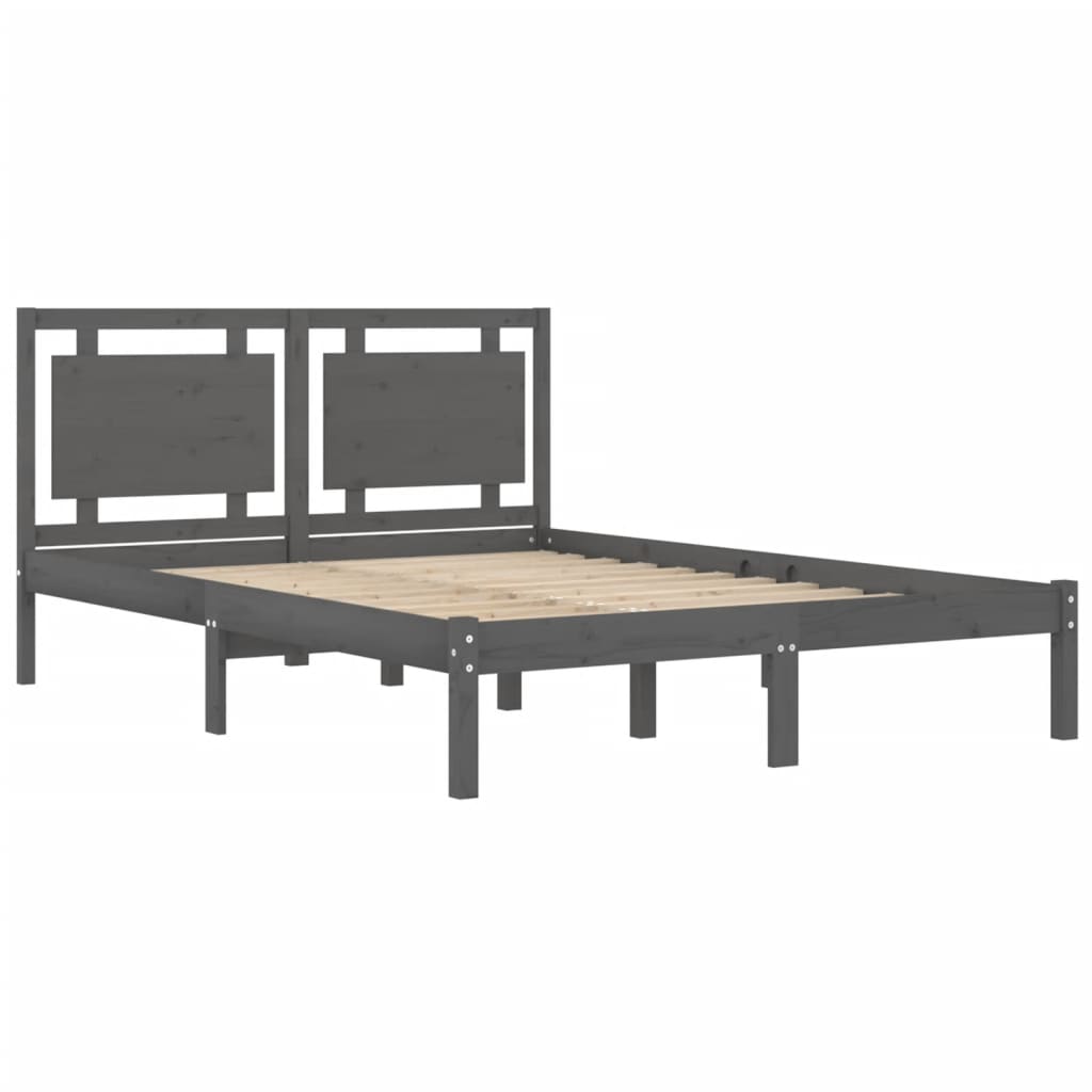 Rám Postele Šedý Masivní Dřevo 200 X 200 Cm
