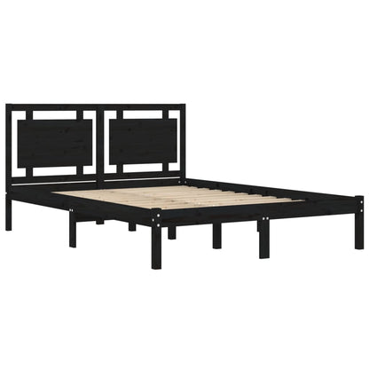 Rám Postele Černý Masivní Dřevo 200 X 200 Cm