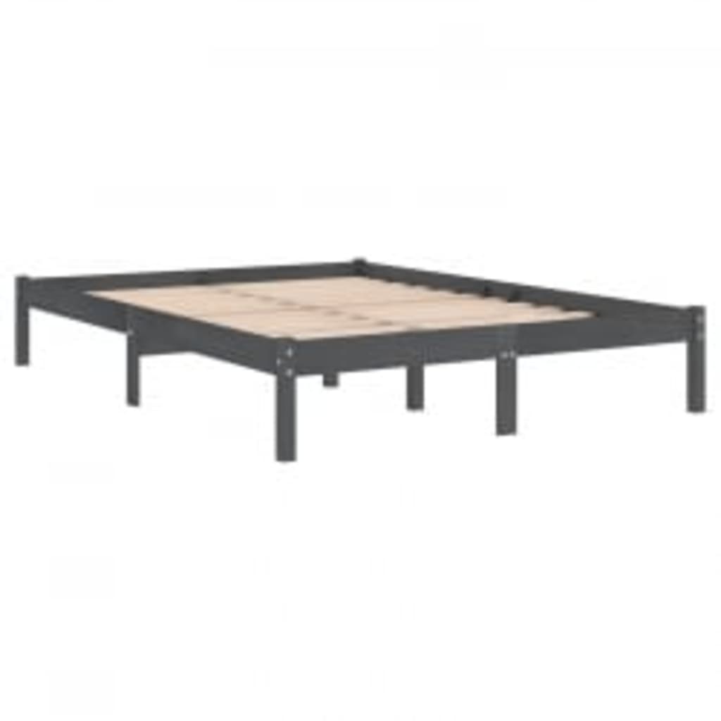 Rám Postele Šedý Masivní Dřevo 200 X 200 Cm