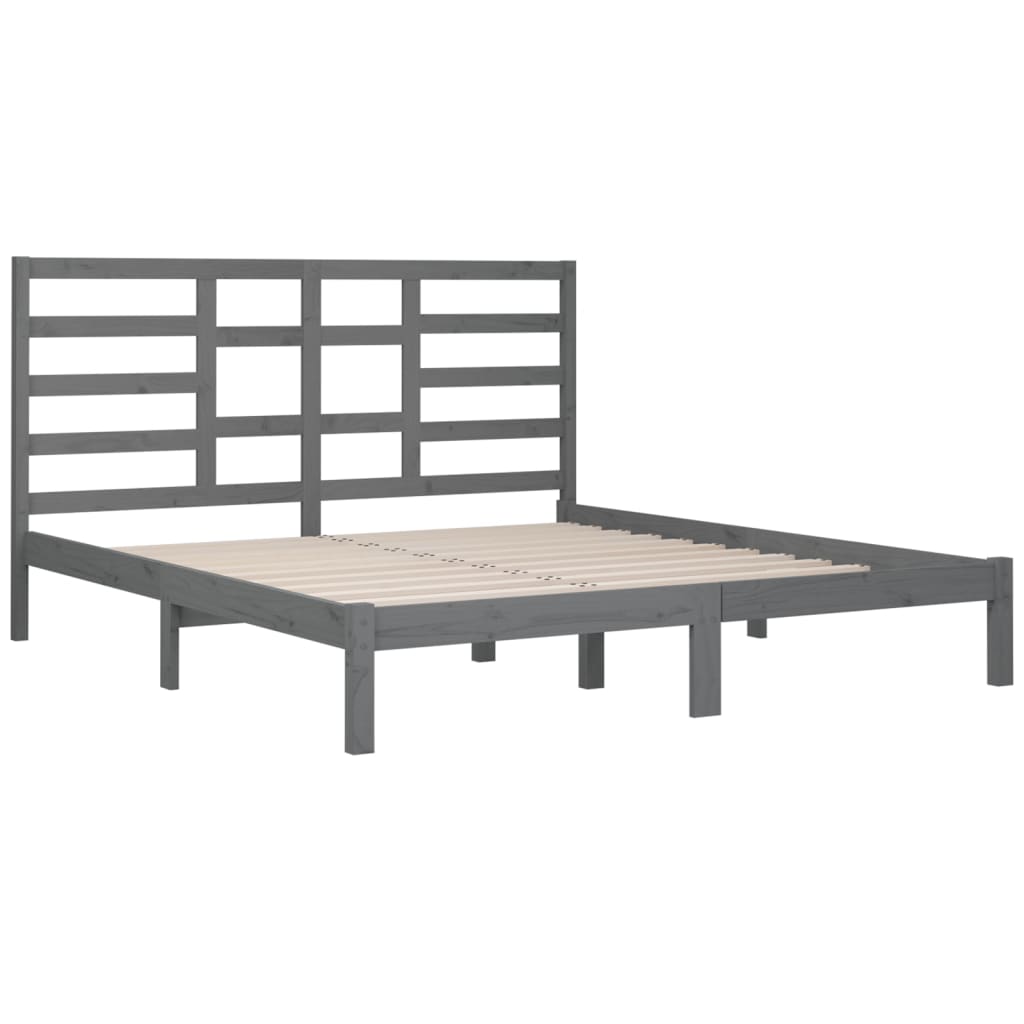 Rám Postele Šedý Masivní Dřevo 200 X 200 Cm