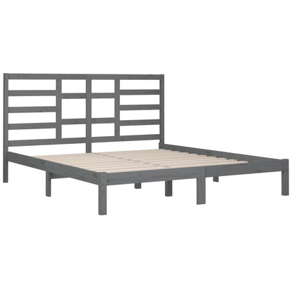 Rám Postele Šedý Masivní Dřevo 200 X 200 Cm