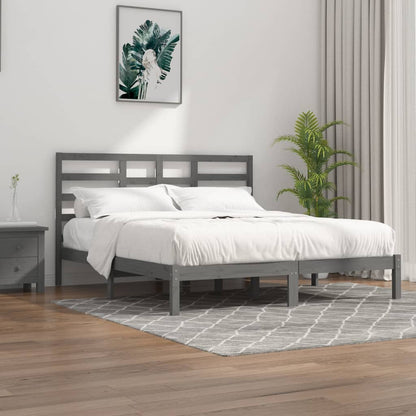 Rám Postele Šedý Masivní Dřevo 200 X 200 Cm