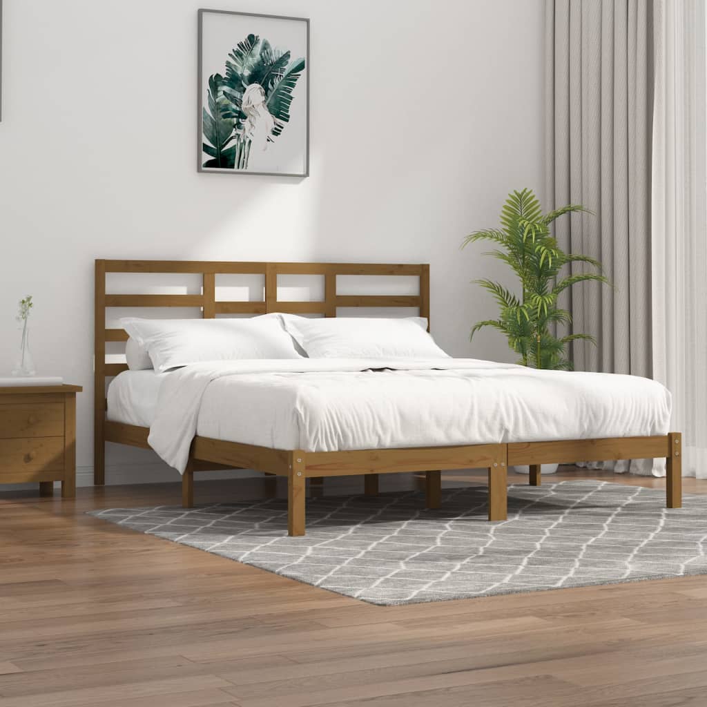 Rám Postele Medově Hnědý Masivní Dřevo 200 X 200 Cm