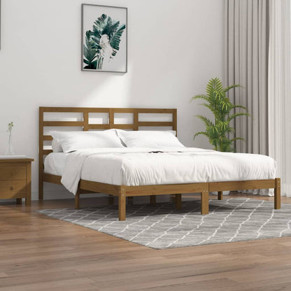 Rám Postele Medově Hnědý Masivní Dřevo 200 X 200 Cm
