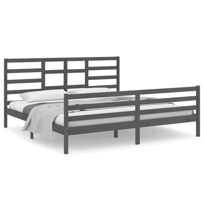 Rám Postele Šedý Masivní Dřevo 200 X 200 Cm