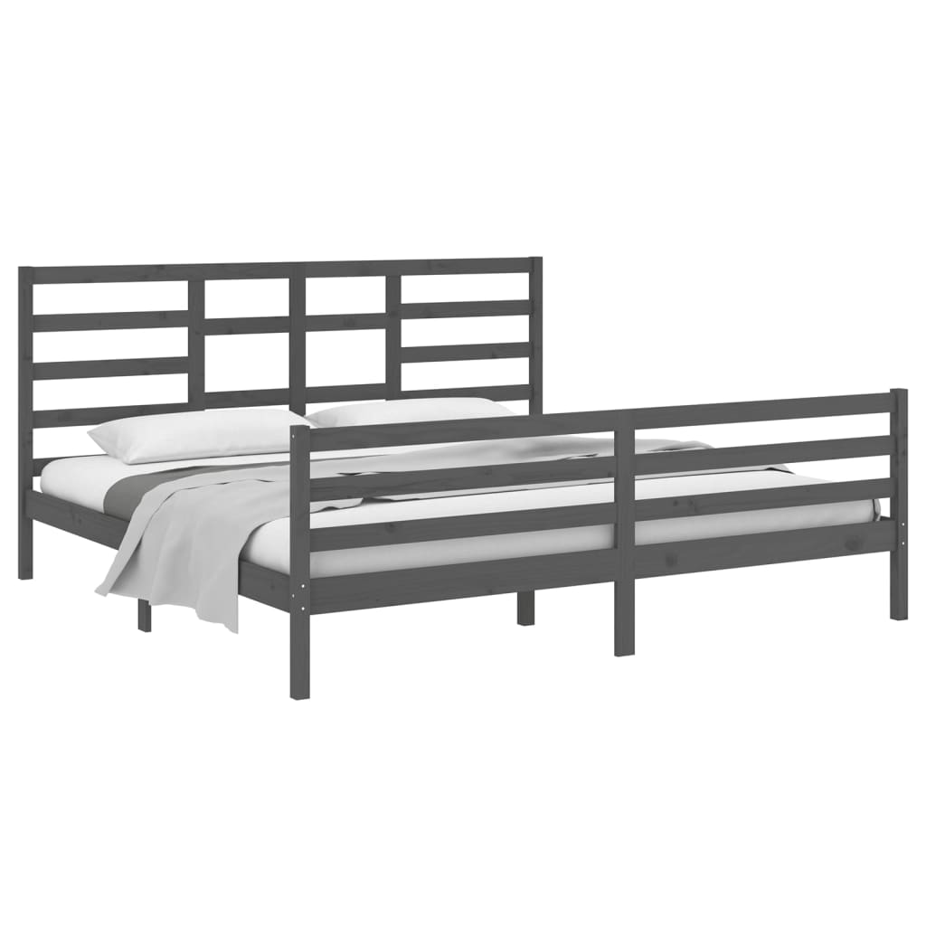 Rám Postele Šedý Masivní Dřevo 200 X 200 Cm