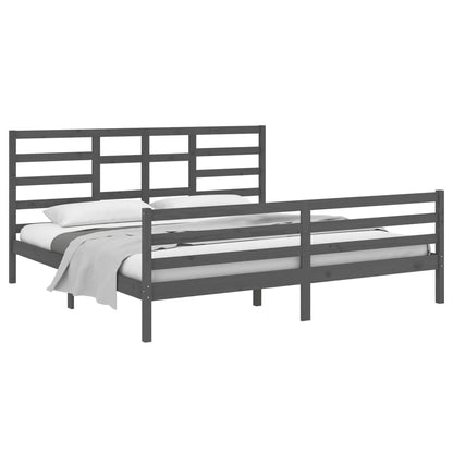 Rám Postele Šedý Masivní Dřevo 200 X 200 Cm
