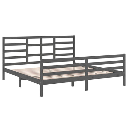 Rám Postele Šedý Masivní Dřevo 200 X 200 Cm