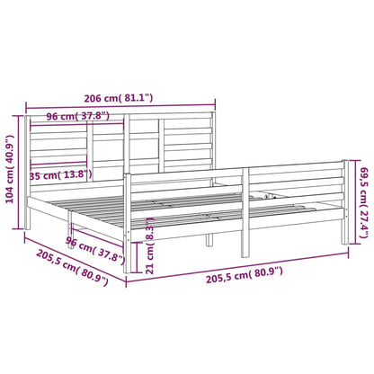 Rám Postele Šedý Masivní Dřevo 200 X 200 Cm