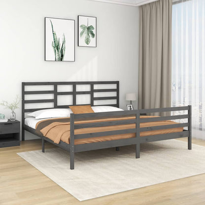 Rám Postele Šedý Masivní Dřevo 200 X 200 Cm