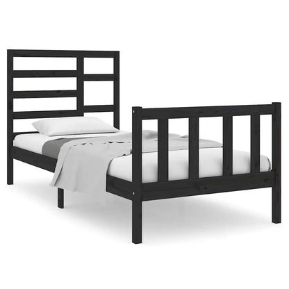 Rám Postele Černý Masivní Dřevo 75 X 190 Cm Malé Jednolůžko