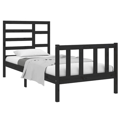 Rám Postele Černý Masivní Dřevo 75 X 190 Cm Malé Jednolůžko