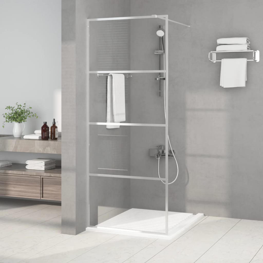 Sprchová Zástěna Walk-In Černá Napůl Mléčné Esg Sklo