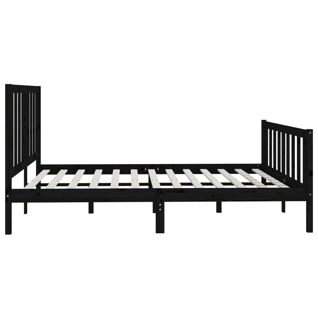Rám Postele Černý Masivní Dřevo 200 X 200 Cm