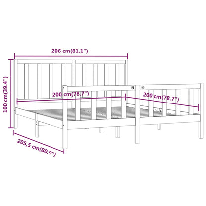 Rám Postele Černý Masivní Dřevo 200 X 200 Cm
