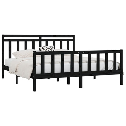Rám Postele Černý Masivní Borovice 200 X 200 Cm