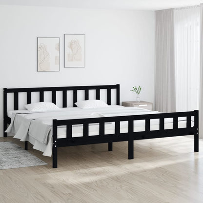 Rám Postele Černý Masivní Dřevo 160 X 200 Cm