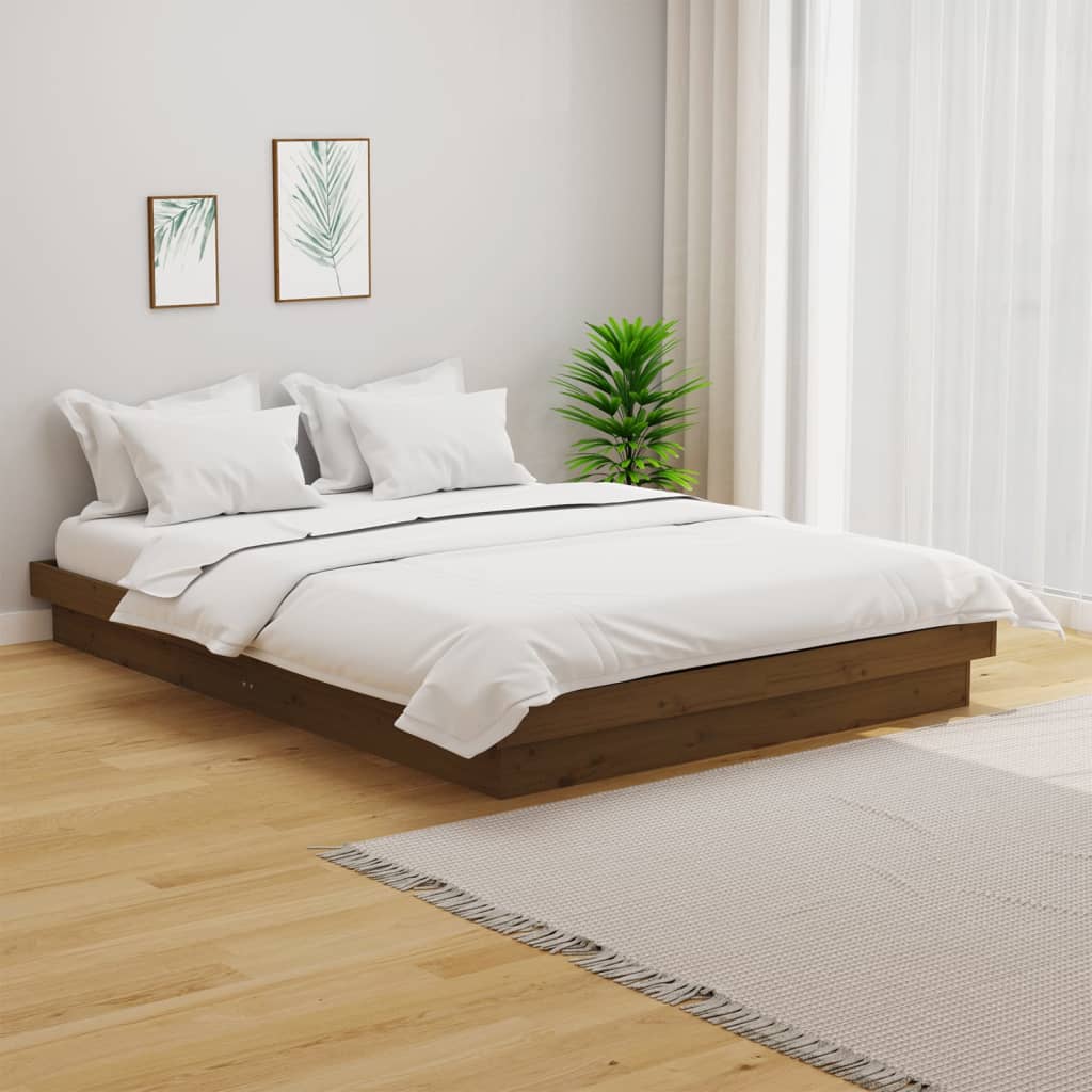 Rám Postele Medově Hnědý Masivní Dřevo 120X190 Cm Malé 2Lůžko