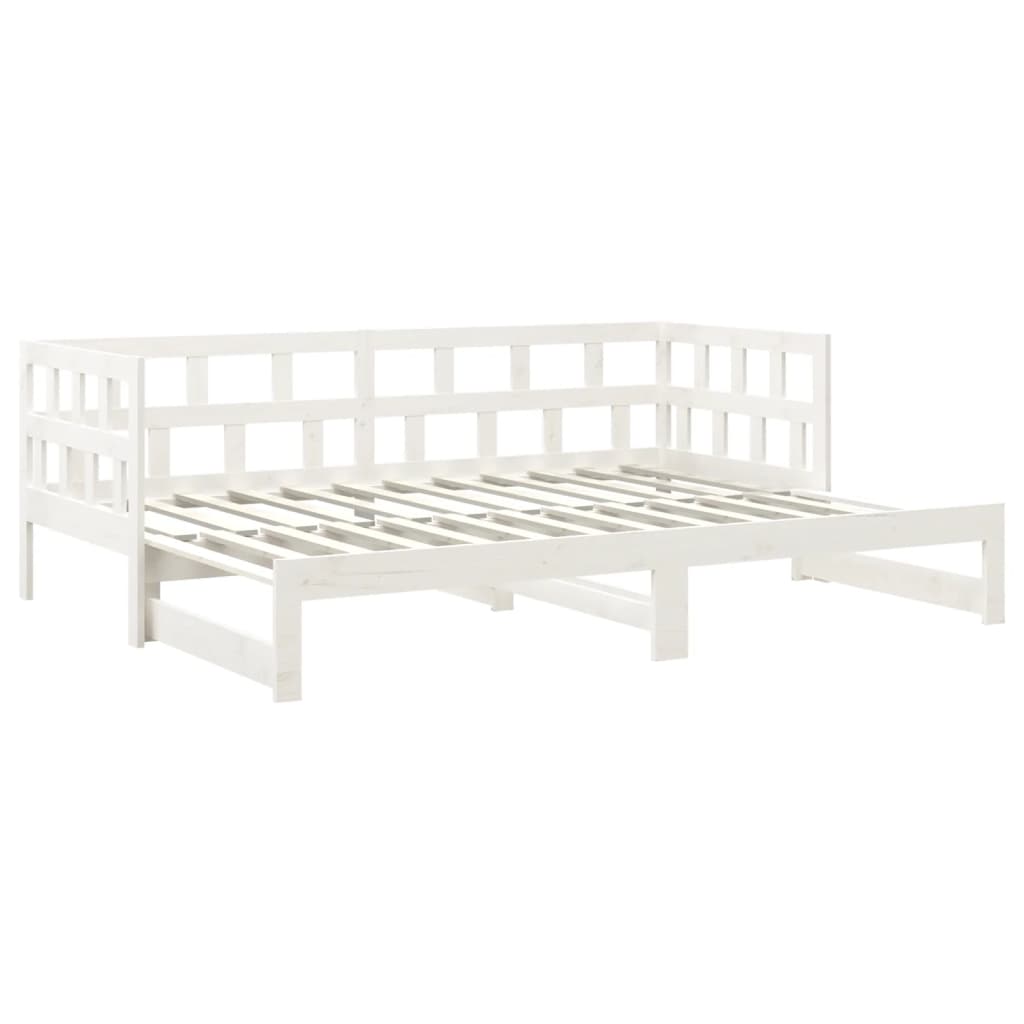 Výsuvná Válenda Bílá Masivní Borovice 2 X (90 X 200) Cm