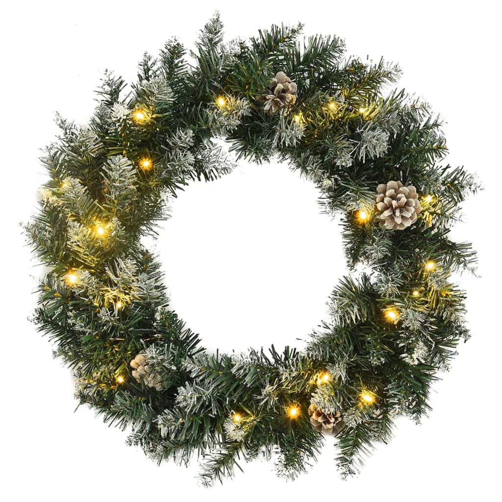 Vánoční Věnec S Led Diodami Zelený 45 Cm Pvc