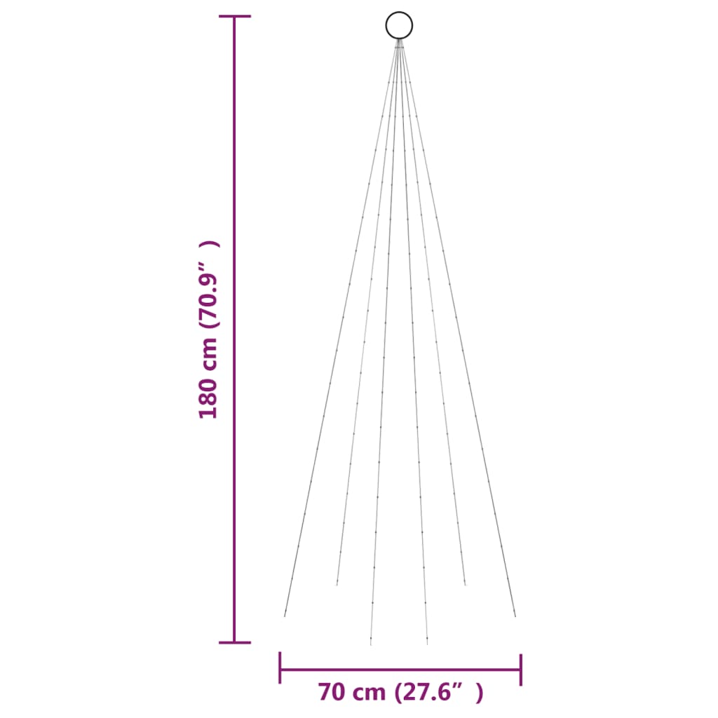 Vánoční Stromek Na Stožár 108 Modrých Led Diod 180 Cm Modrá