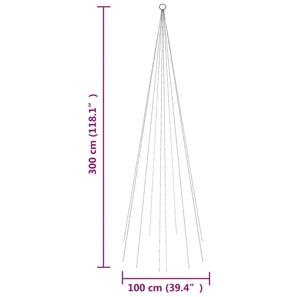 Vánoční Stromek Na Stožár 310 Modrých Led Diod 300 Cm