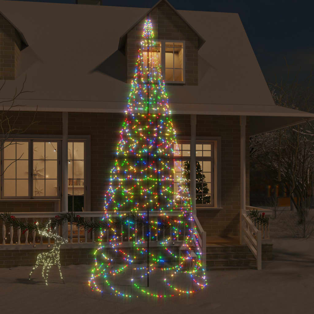 Vánoční Stromek Na Stožár 108 Barevných Led Diod 180 Cm Vícebarevný