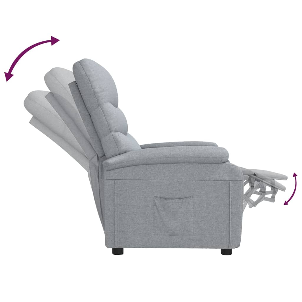 Polohovací Křeslo Světle Šedé Textil