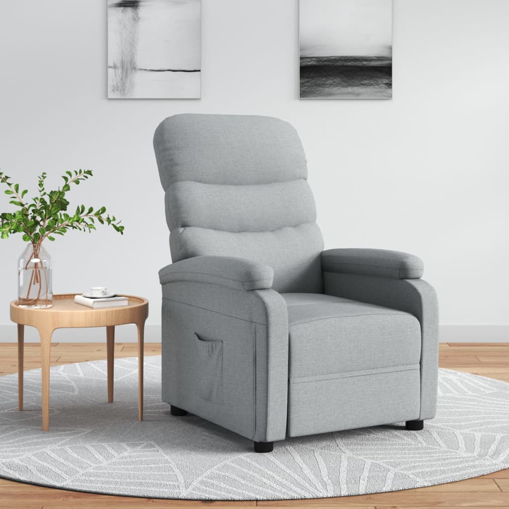 Polohovací Křeslo Světle Šedé Textil