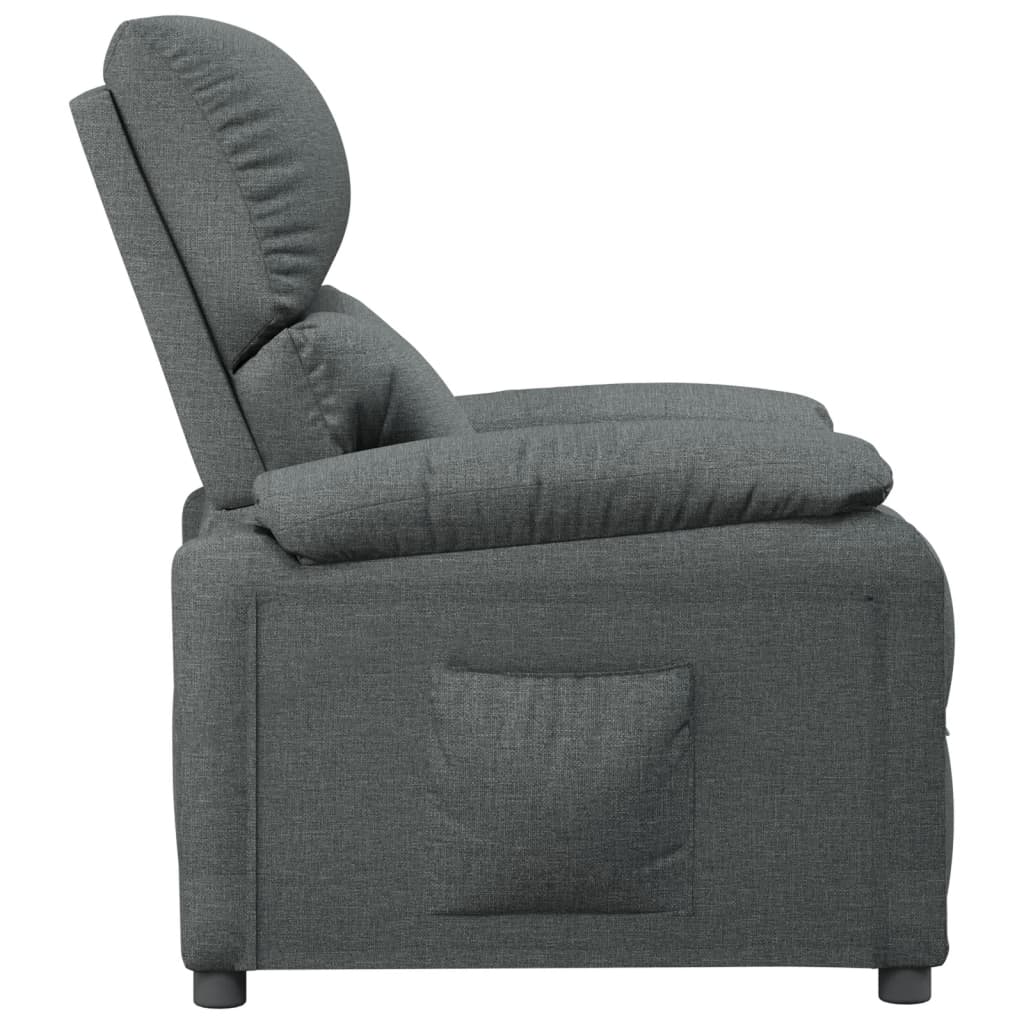 Polohovací Křeslo Tmavě Šedé Textil