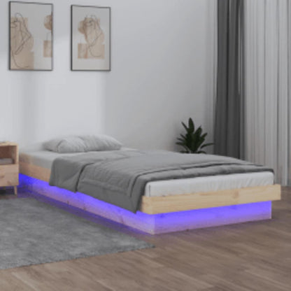 Rám Postele S Led Bílý Small Single Masivní Dřevo