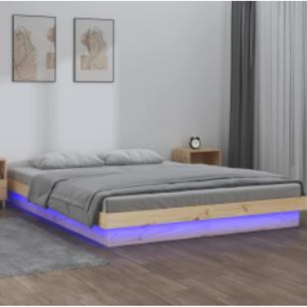 Rám Postele S Led Bílý Small Single Masivní Dřevo