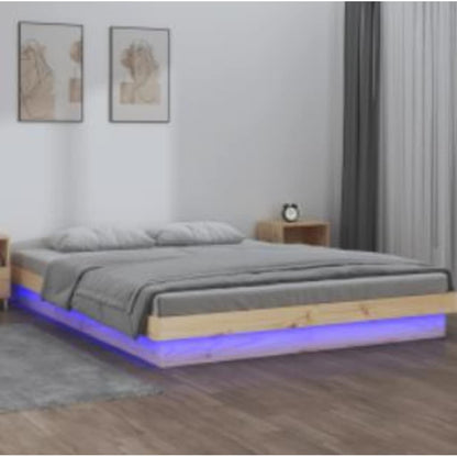 Rám Postele S Led Bílý Small Single Masivní Dřevo