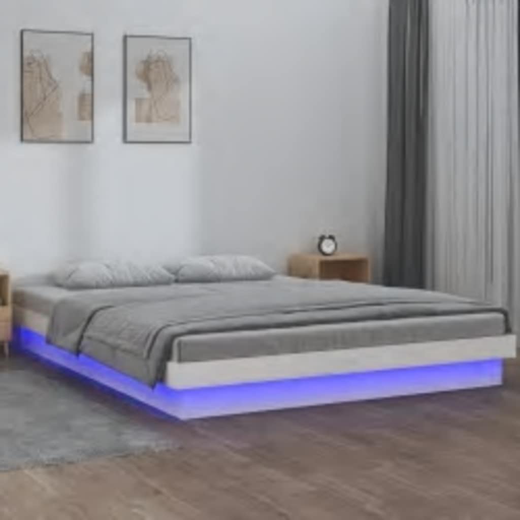 Rám Postele S Led Bílý Small Single Masivní Dřevo