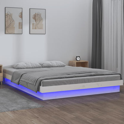 Rám Postele S Led Bílý Small Single Masivní Dřevo