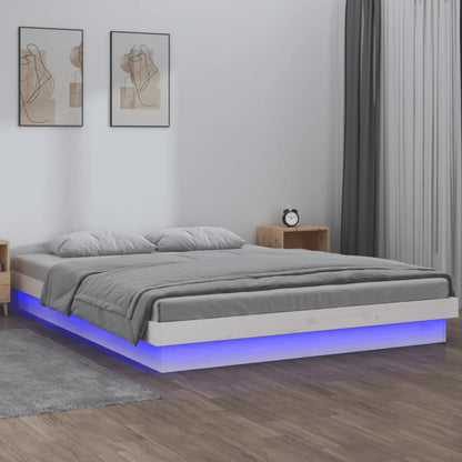 Rám Postele S Led Bílý Small Single Masivní Dřevo