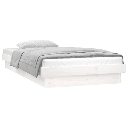 Rám Postele S Led Bílý Small Single Masivní Dřevo
