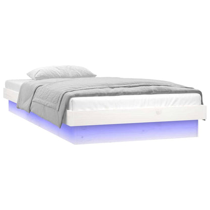 Rám Postele S Led Bílý Small Single Masivní Dřevo